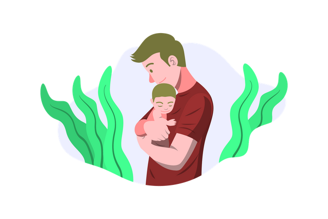 Vater hält neugeborenes Baby  Illustration