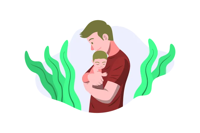 Vater hält neugeborenes Baby  Illustration