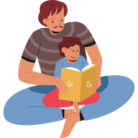 Vater liest Buch  Illustration