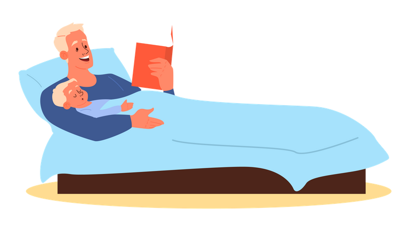 Vater liest seinem Kind ein Buch vor  Illustration