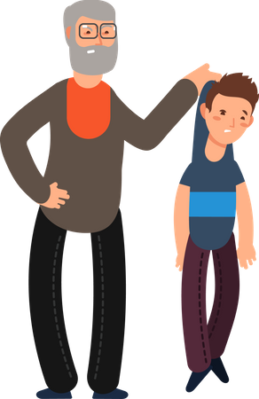 Vater schikaniert Sohn  Illustration