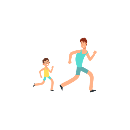Vater und Sohn gehen joggen  Illustration