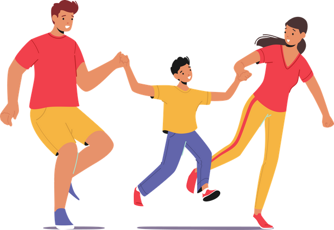 Vater und Mutter gehen mit Kind  Illustration