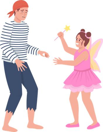 Vater und Tochter tanzen zusammen  Illustration