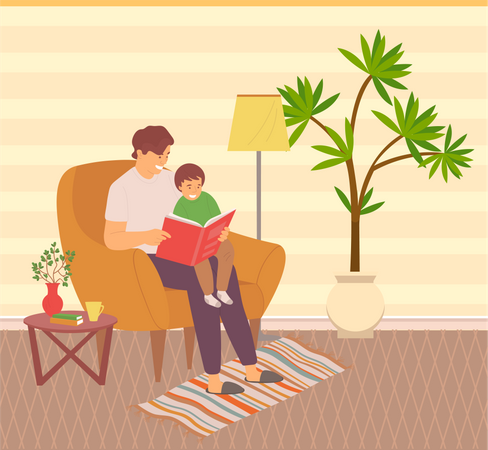 Vater verbringt Zeit mit Kind  Illustration