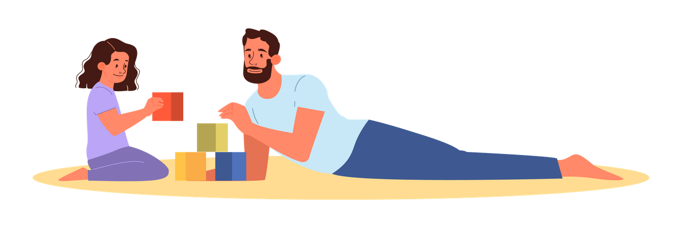 Vater verbringt Zeit mit Kind  Illustration