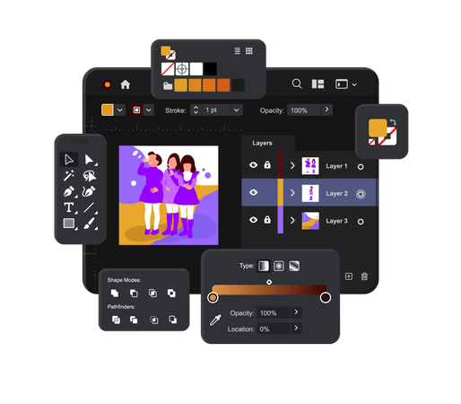 Vector graphics editor and design program  Illustration
