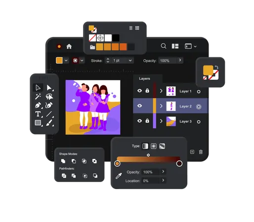 Vector graphics editor and design program  Illustration
