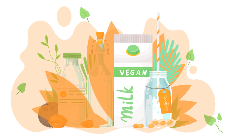 Vegan milk pack Illustration