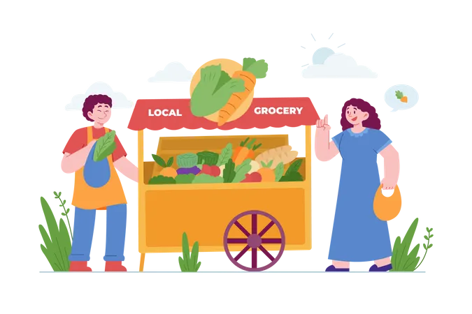 Vegetable seller  Illustration