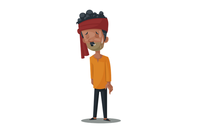Vegetable seller is tired  Illustration