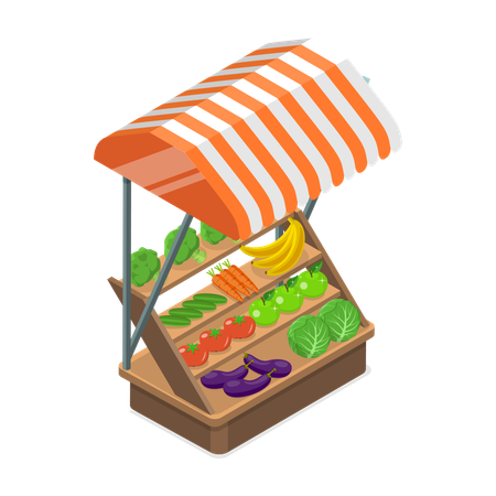 Vegetable stall at fair  Illustration