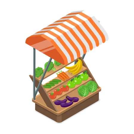 Vegetable stall at fair  Illustration