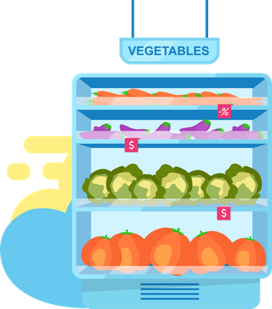 Vegetables at shop stall Illustration