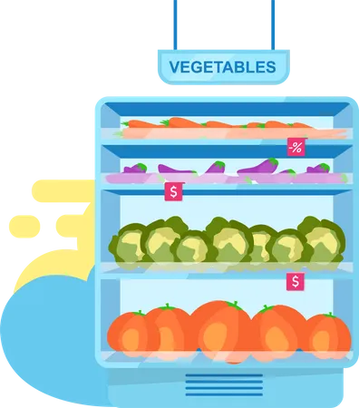 Vegetables at shop stall Illustration