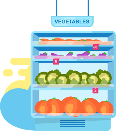 Vegetables at shop stall  Illustration