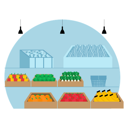 Vegetables stall at supermarket  일러스트레이션