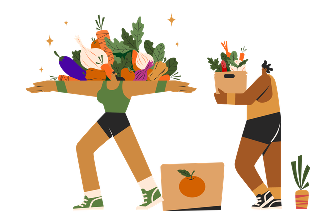 Vegetarian food shopping Illustration