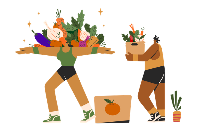 Vegetarian food shopping  Illustration