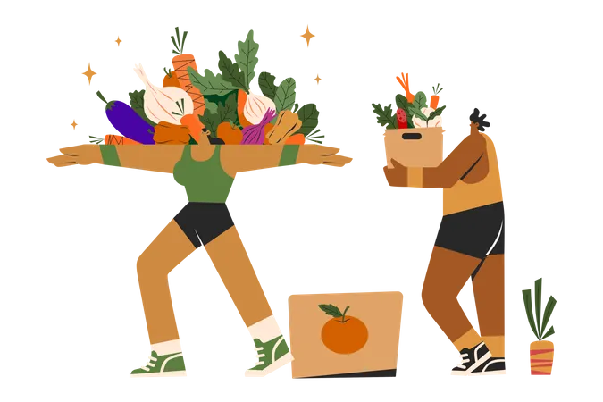 Vegetarian food shopping  Illustration