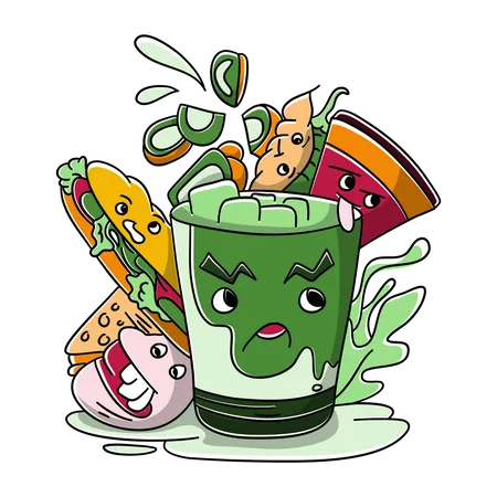 Vegetarisches Mittagessen Vektor Doodle Illustration Hintergrund Banner Gesunde Ernahrung Naturprodukte Elemente Fur Menu Werbung Illustration