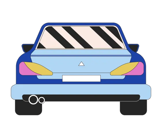 Vehicle Back View 2 D Linear Cartoon Object Backview Car Transport Isolated Line Vector Element White Background Behind Auto Transportation Back Automobile Color Flat Spot Illustration Illustration