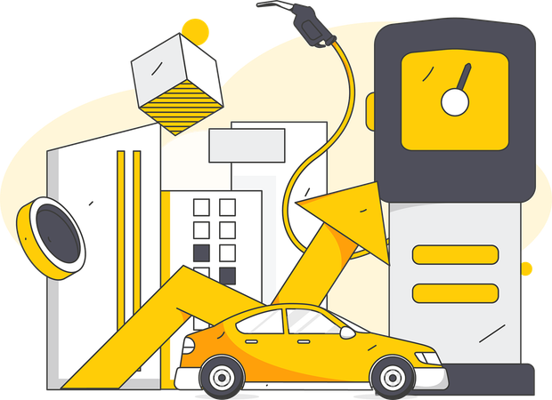 Vehicle refueling at gas station  Illustration