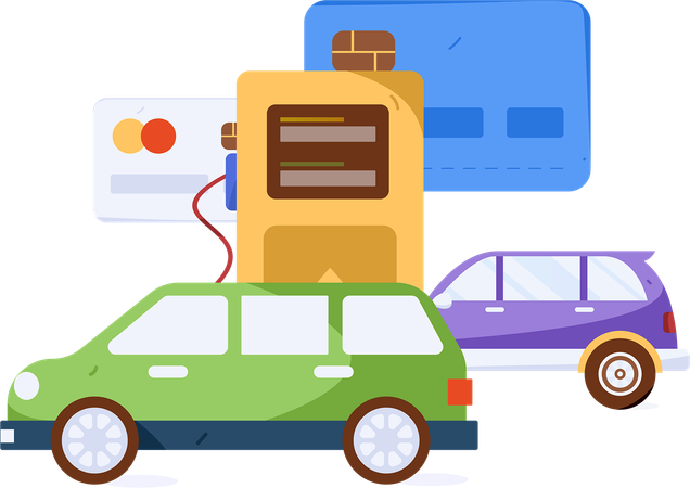 Vehicle refuelling and paying card  Illustration