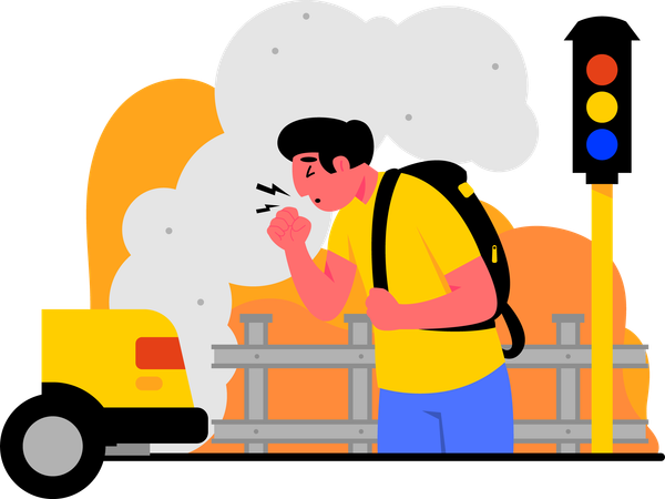 Vehicles smoke causing air pollution  Illustration