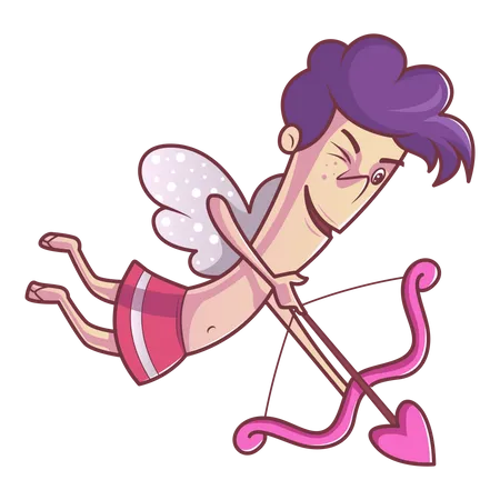 Vektor-Cartoon-Illustration eines süßen Jungen, der mit Flügeln fliegt  Illustration