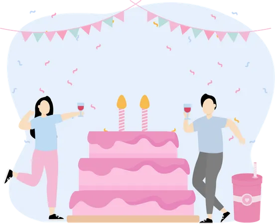 Vela de pastel de cumpleaños  Ilustración