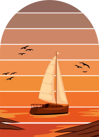 Praia de férias à vela  Ilustração