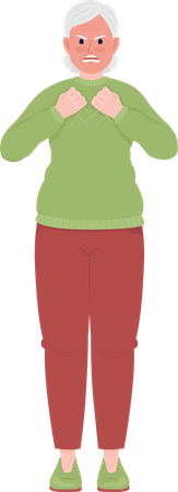 Velha irritada com rosto vermelho  Ilustração