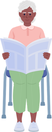 Velha lendo jornal  Ilustração
