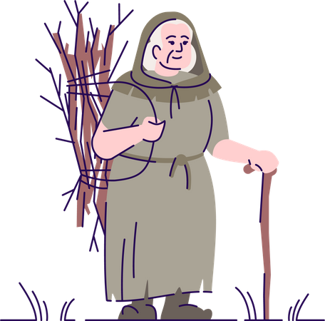 Senhora medieval com mato  Ilustração