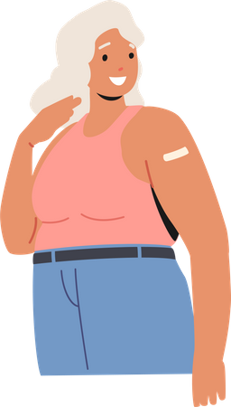 Velhinha sendo vacinada  Illustration