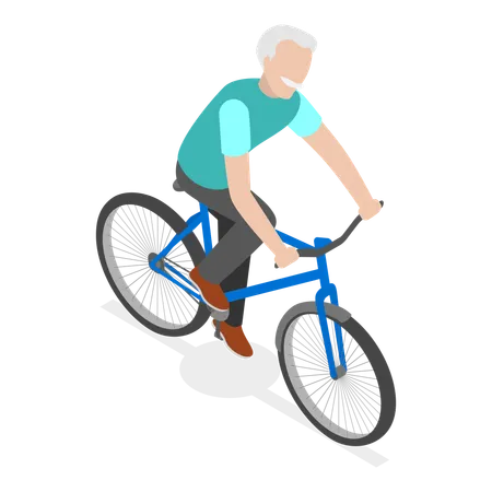 Velho andando de bicicleta  Ilustração