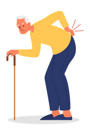 Velho com dor lombar  Ilustração