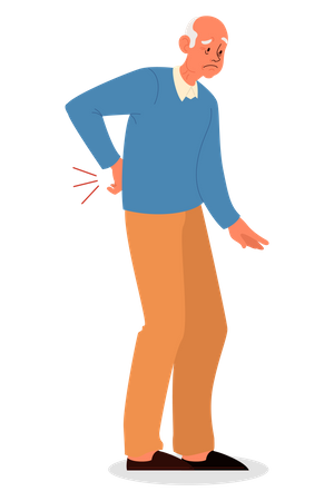 Velho com lesão lombar  Ilustração