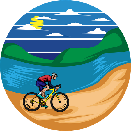Vélo sur la plage  Illustration