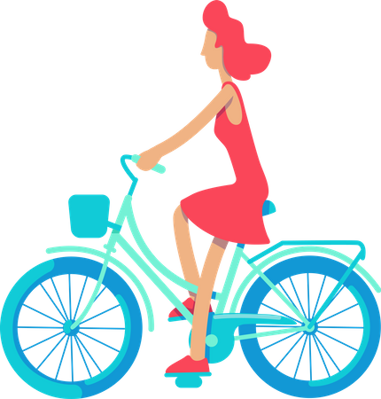 Dame faisant du vélo  Illustration