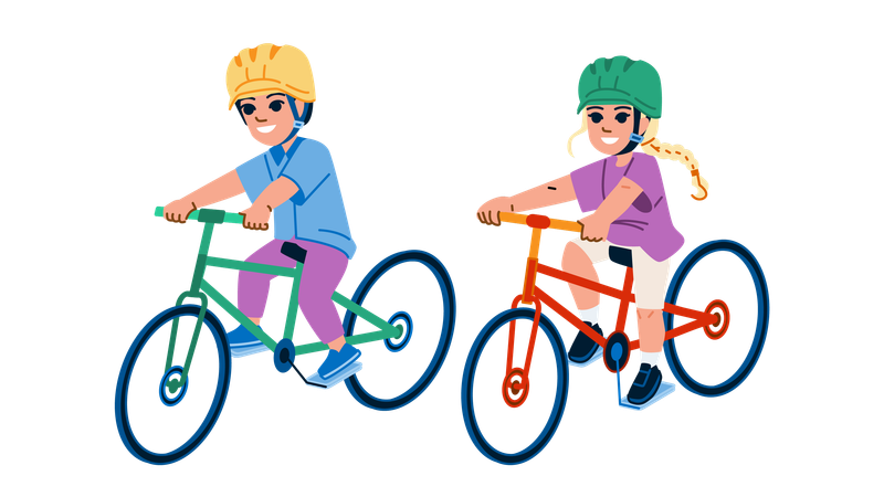 Enfant faisant du vélo dans le parc  Illustration