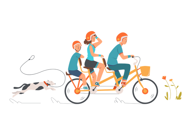 Vélo en famille  Illustration