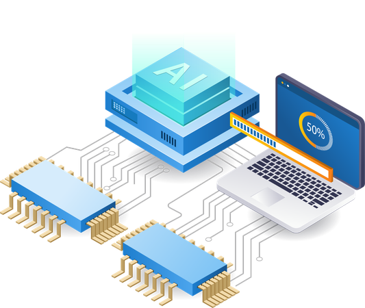 Velocidad de análisis de datos de inteligencia artificial  Ilustración