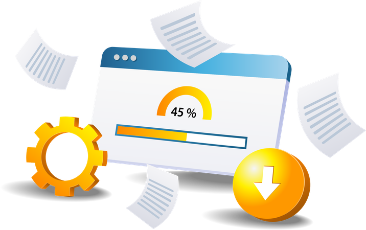 Velocidad de descarga y carga de datos digitales  Ilustración