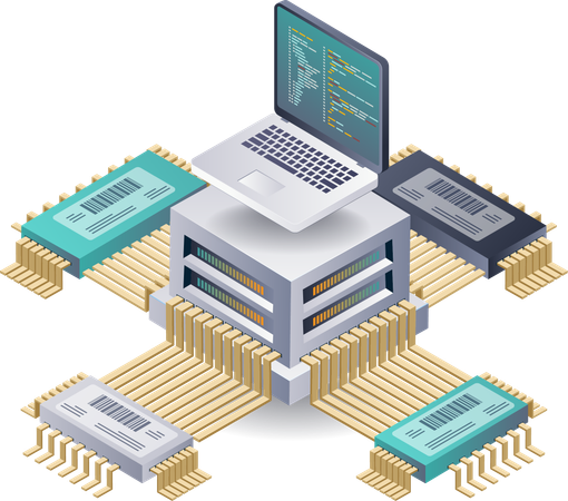 Velocidad de la tecnología de red de chips de computadora  Ilustración