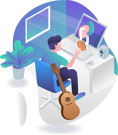 Vencedor de cursos de música online e ganha medalhas  Ilustração