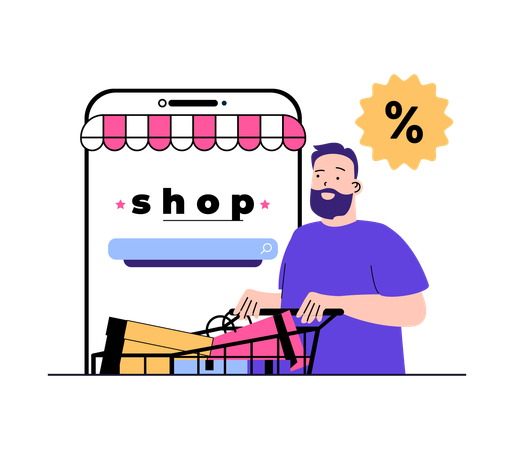 Venda de compras on-line  Ilustração