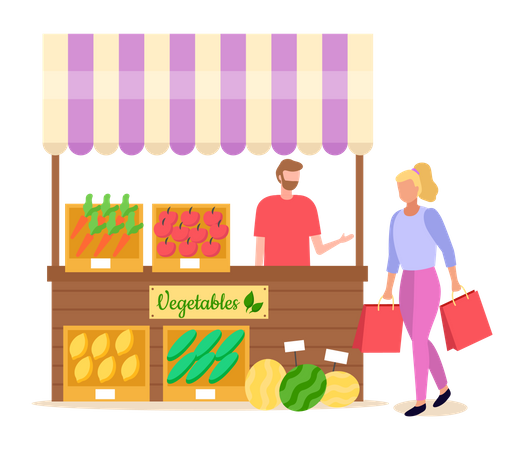 Vendedor ambulante de verduras  Ilustración