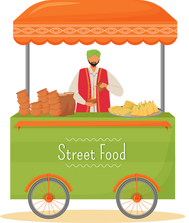 Vendedor de comida callejera  Ilustración